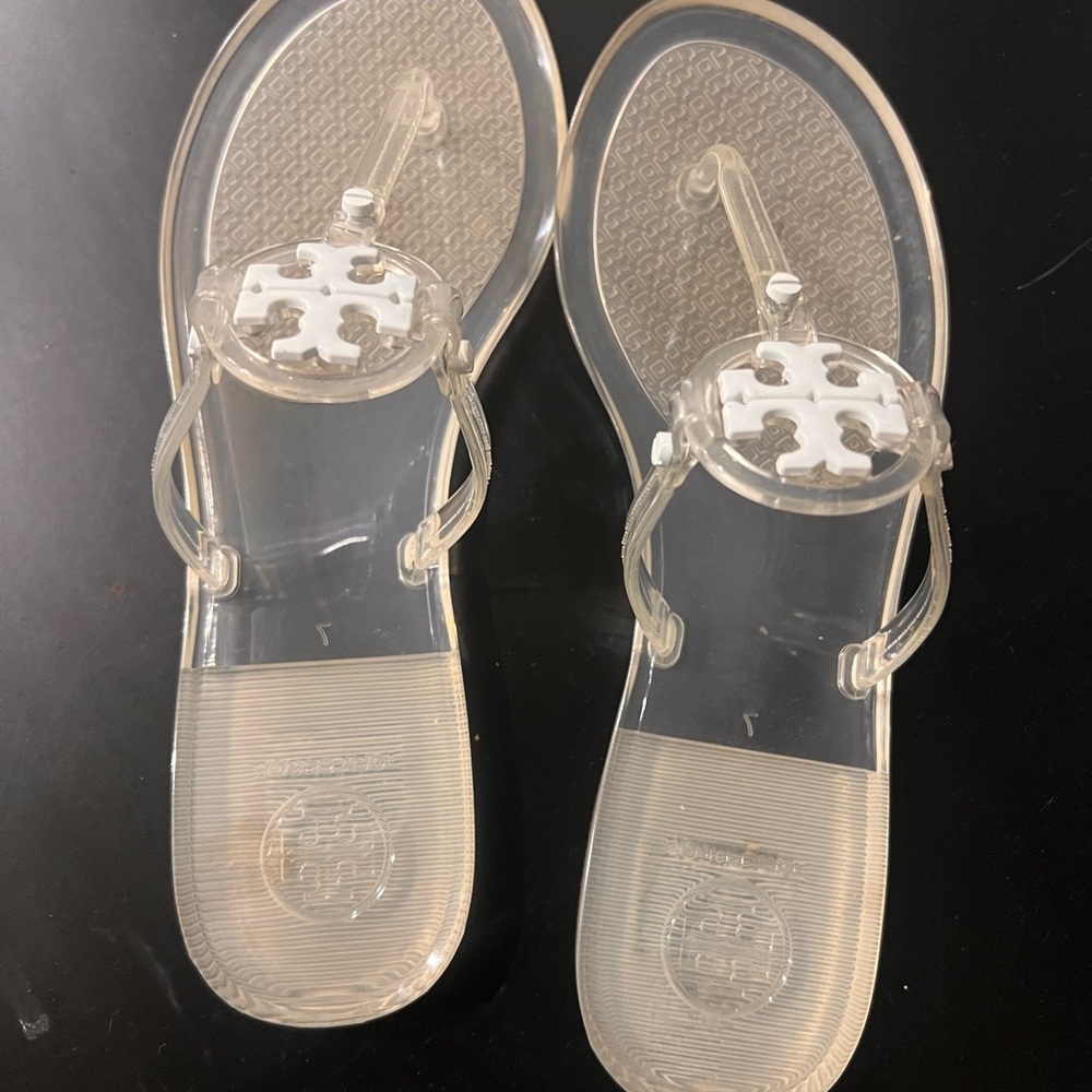 Tory Burch Clear Sandals with white logo - Picture 5 of 5